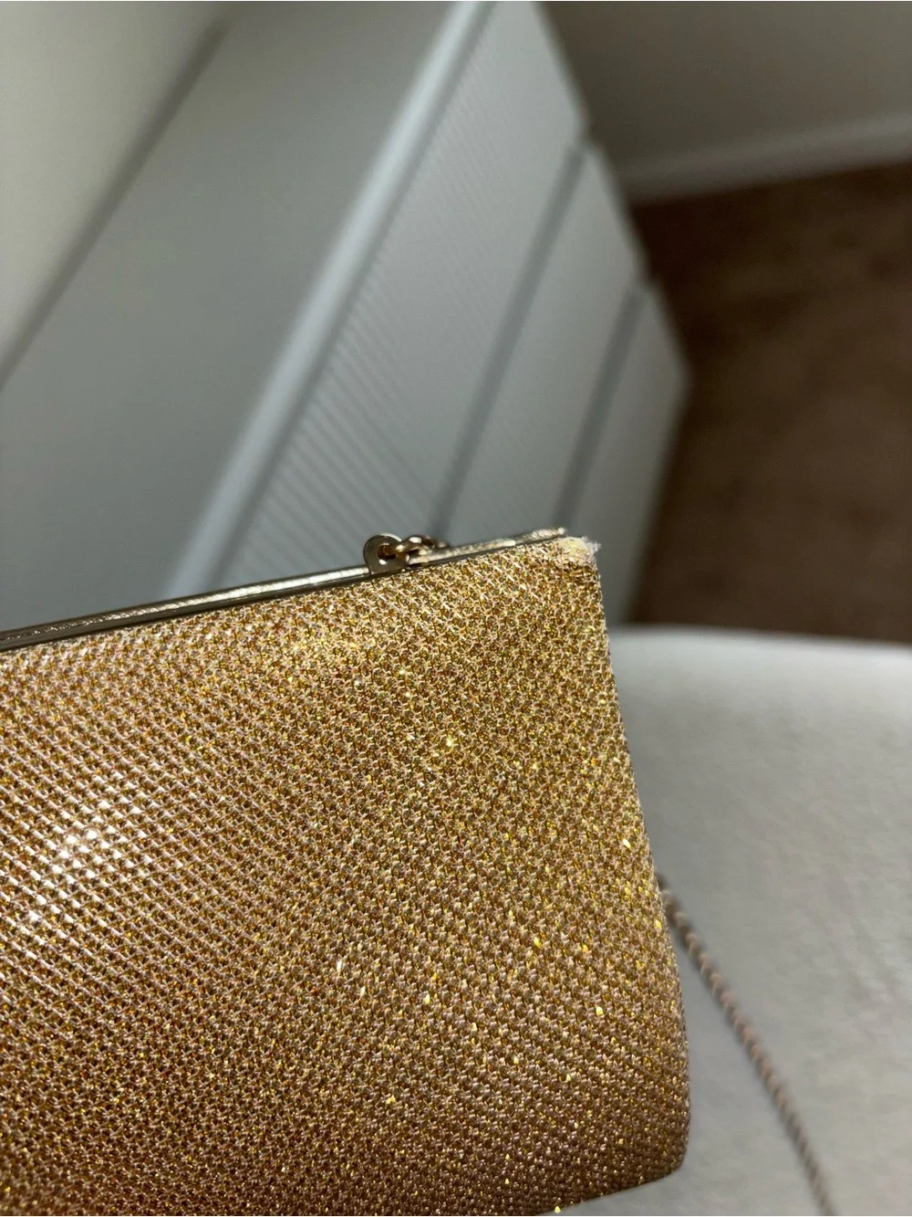 Lulu Townsend Gold Sparkle Evening Clutch